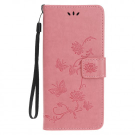 Coverup Blumen & Schmetterlinge Klapphülle - iPhone 12 Pro Hülle - Rosa