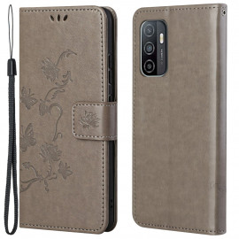 Coverup Blumen & Schmetterlinge Klapphülle - Samsung Galaxy A53 Hülle - Taupe Grau