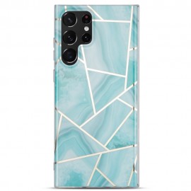 Coverup Marmor Design TPU Back Cover - Samsung Galaxy S23 Ultra Hülle - Cyan