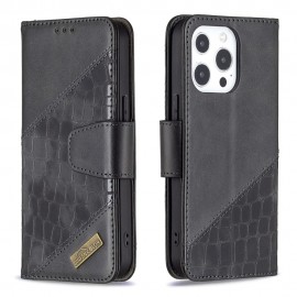 BINFEN Croco Klapphülle - iPhone 13 Pro Hülle - Schwarz