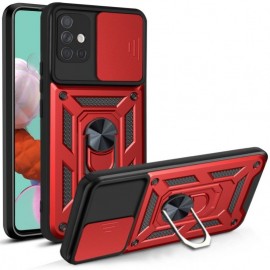 Coverup Armor Ring Ständer Back Cover mit Kamera Schutz - Samsung Galaxy A51 Hülle - Rot