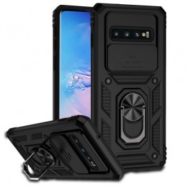 Coverup Armor Ring Ständer Back Cover mit Kamera Schutz - Samsung Galaxy S10 Hülle - Schwarz