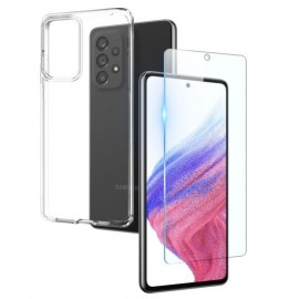 NORTHJO 2-in-1 Kombi-Deal - Transparente TPU Hülle mit Panzerglas Displayschutz - Samsung Galaxy A53 - Transparent