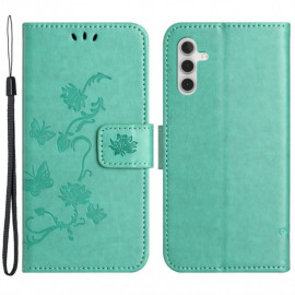 Coverup Blumen & Schmetterlinge Klapphülle - Samsung Galaxy A15 Hülle - Mintgrün