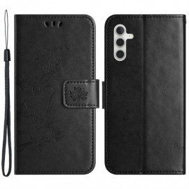 Coverup Blumen & Schmetterlinge Klapphülle - Samsung Galaxy A15 Hülle - Schwarz
