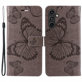Coverup Schmetterlinge Klapphülle - Samsung Galaxy A15 Hülle - Taupe Grau