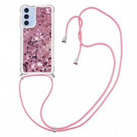 Coverup Liquid Glitzer Back Cover mit Handykette - Samsung Galaxy A15 Hülle - Roségold