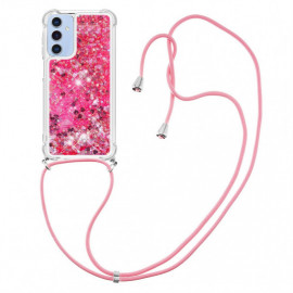 Coverup Liquid Glitzer Back Cover mit Handykette - Samsung Galaxy A15 Hülle - Rosa