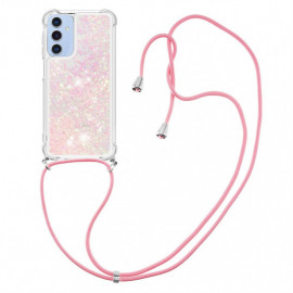 Coverup Liquid Glitzer Back Cover mit Handykette - Samsung Galaxy A15 Hülle - Pink