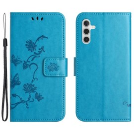 Coverup Blumen & Schmetterlinge Klapphülle - Samsung Galaxy A35 Hülle - Blau