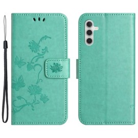 Coverup Blumen & Schmetterlinge Klapphülle - Samsung Galaxy A35 Hülle - Mintgrün