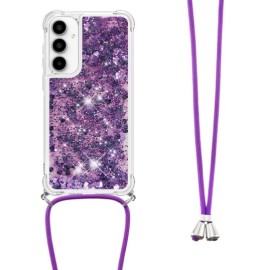 Coverup Liquid Glitzer Back Cover mit Handykette - Samsung Galaxy A35 Hülle - Violett