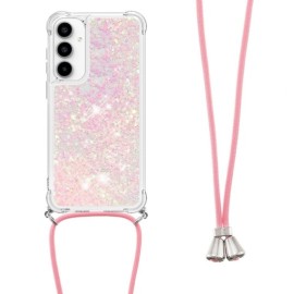 Coverup Liquid Glitzer Back Cover mit Handykette - Samsung Galaxy A35 Hülle - Pink