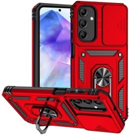 Coverup Armor Ring Ständer Back Cover mit Kamera Schutz - Samsung Galaxy A35 Hülle - Rot