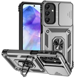 Coverup Armor Ring Ständer Back Cover mit Kamera Schutz - Samsung Galaxy A35 Hülle - Grau