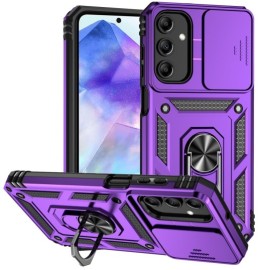 Coverup Armor Ring Ständer Back Cover mit Kamera Schutz - Samsung Galaxy A35 Hülle - Violett