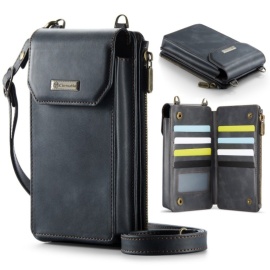CaseMe Me40 Crossbody Handytasche mit Kartenhalter und Handykette - Universelle Hülle - Schwarz
