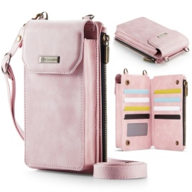 CaseMe Me40 Crossbody Handytasche mit Kartenhalter und Handykette - Universelle Hülle - Rosa