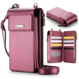 CaseMe Me50 Crossbody Handytasche mit Kartenhalter und Handykette - Universelle Hülle - Rosa