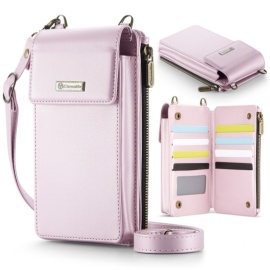 CaseMe Me50 Crossbody Handytasche mit Kartenhalter und Handykette - Universelle Hülle - Roségold