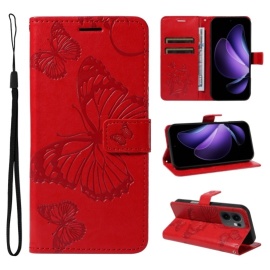 Coverup Schmetterlinge Klapphülle - OPPO Reno13 F / FS 5G Hülle - Rot