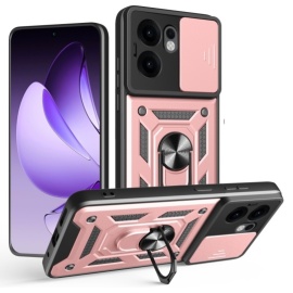 Coverup Armor Ring Ständer Back Cover mit Kamera Schutz - OPPO Reno13 F / FS 5G Hülle - Roségold