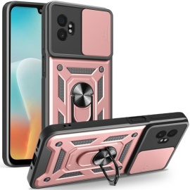 Coverup Armor Ring Ständer Back Cover mit Kamera Schutz - Samsung Galaxy Xcover 7 Pro Hülle - Roségold